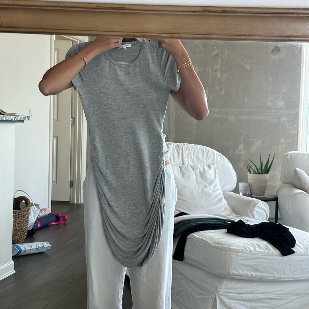 Elegant Gray Ruched Mini Dress